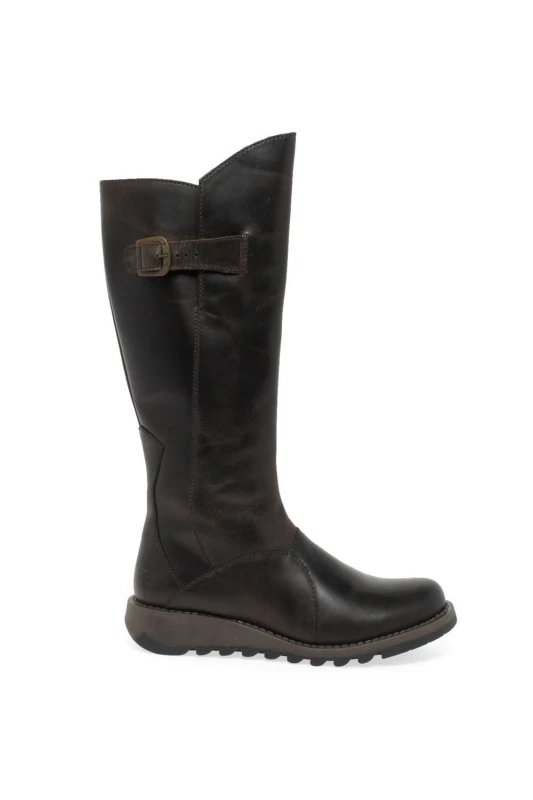 Image of Fly London Womens 'Mol 2' Knee High Boots in Dark Brown Size: 5 Dark Brown Female 5
