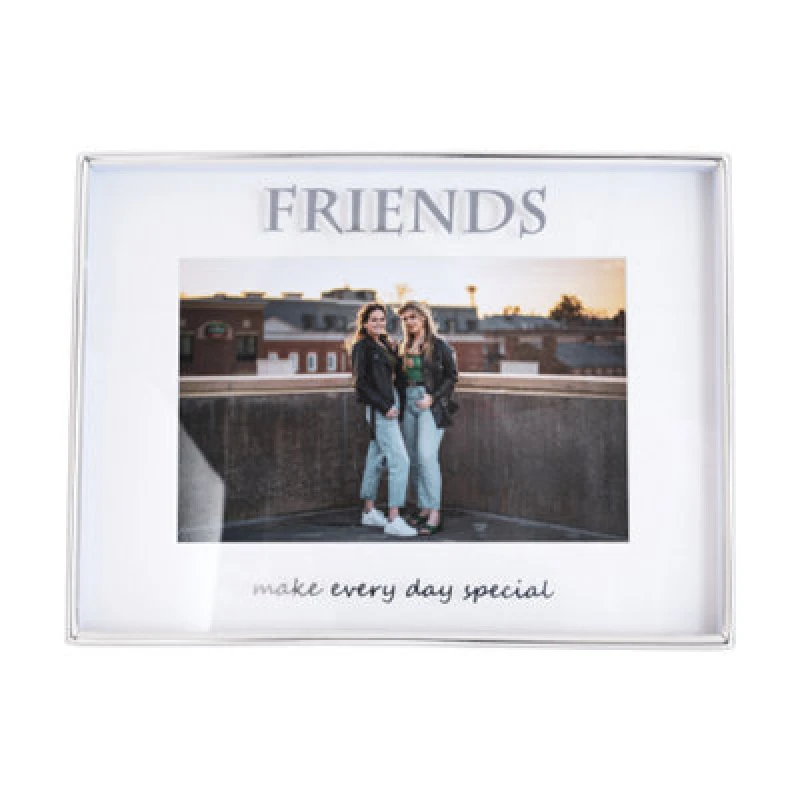 Image of Happy Homewares Contemporary Silver Plated Friends 4X6 Picture Frame For Wall Or Table