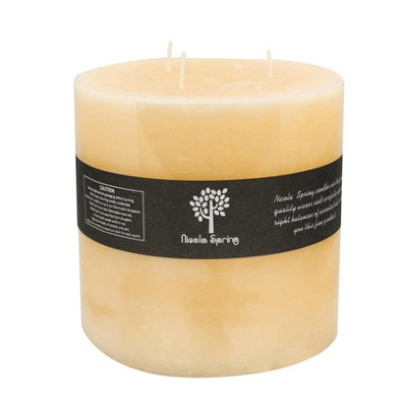 Image of Nicola Spring Round 3 Wick Vanilla Pillar Candle - 130 Hours - Ivory