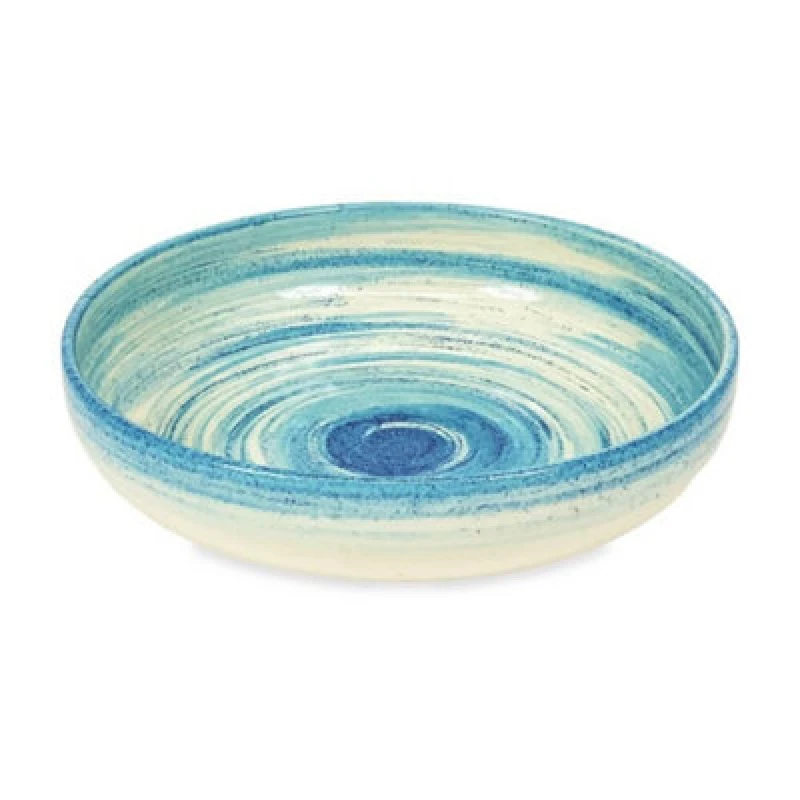 Image of Verano Spanish Ceramics Pastel Beach Hand Painted Kitchen Dining Table Large Bowl Blue 27Cm (Diam)