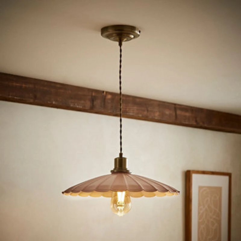 Image of Valuelights Holborn Dusky Pink Scallop Pendant Ceiling Light