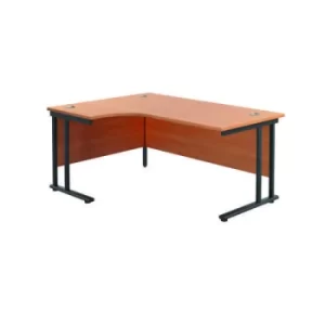 Image of Jemini Radial Left Hand Double Upright Cantilever Desk 1800x1200x730mm Beech/Black KF820499