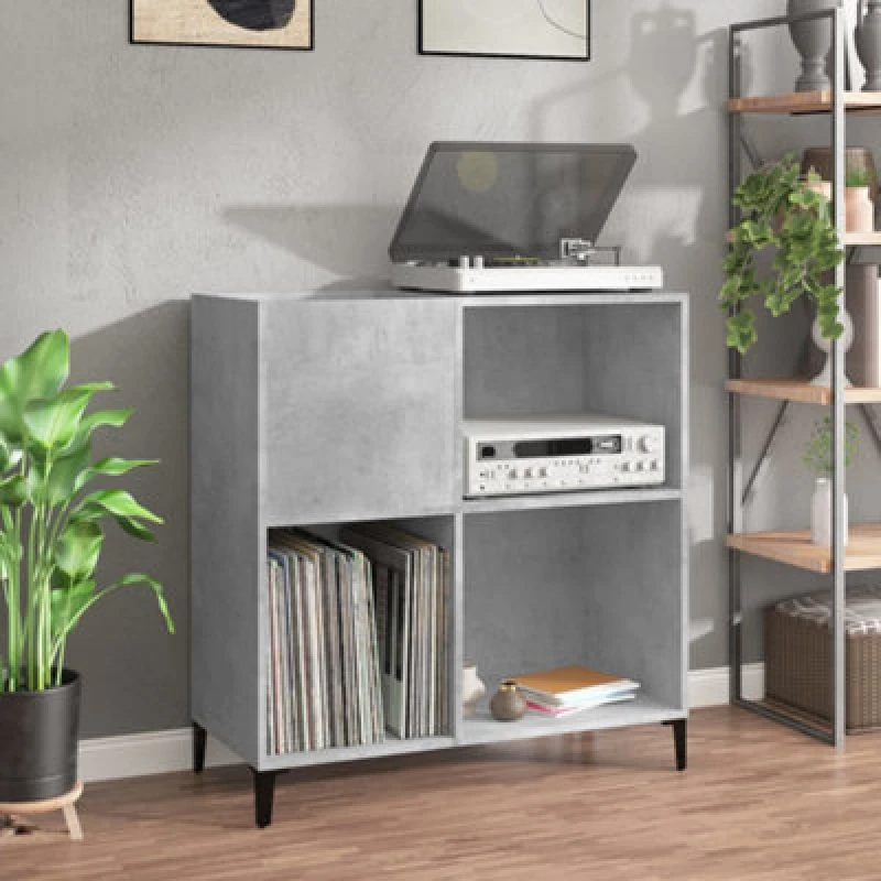 Image of VIDAXL Record Cabinet Concrete Grey 84.5x38x89cm Engineered Wood vidaXL 8720845879075