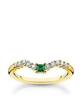 Image of Thomas Sabo Ring with Green and White Stones, Multi Size M Women