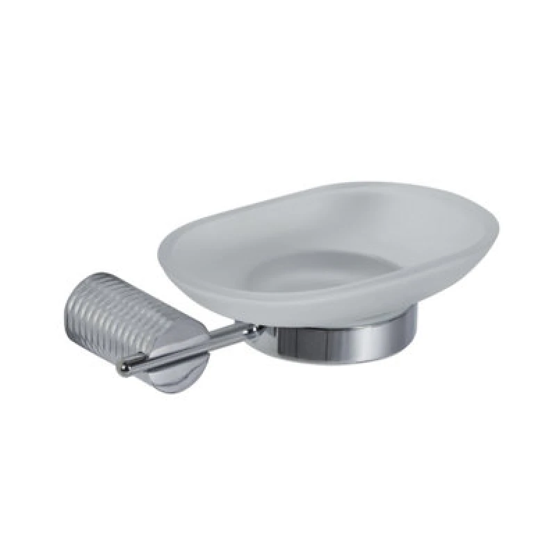 Image of Showerdrape Vitality Chrome Stainless Steel Wall Mounted Frosted Glass Soap Dish Metallic Silver