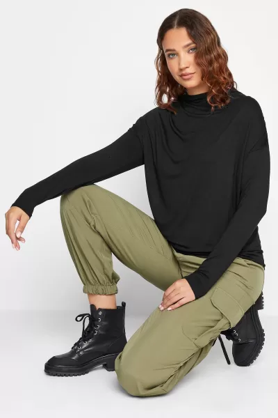 Image of Long Tall Sally Black Drop Shoulder Ls Top, Black, Size 20, Women