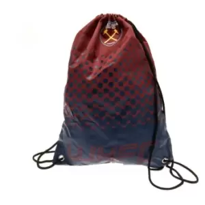 Image of West Ham United FC Fade Design Drawstring Gym Bag (44 x 33cm) (Red/Navy) - Red/Navy