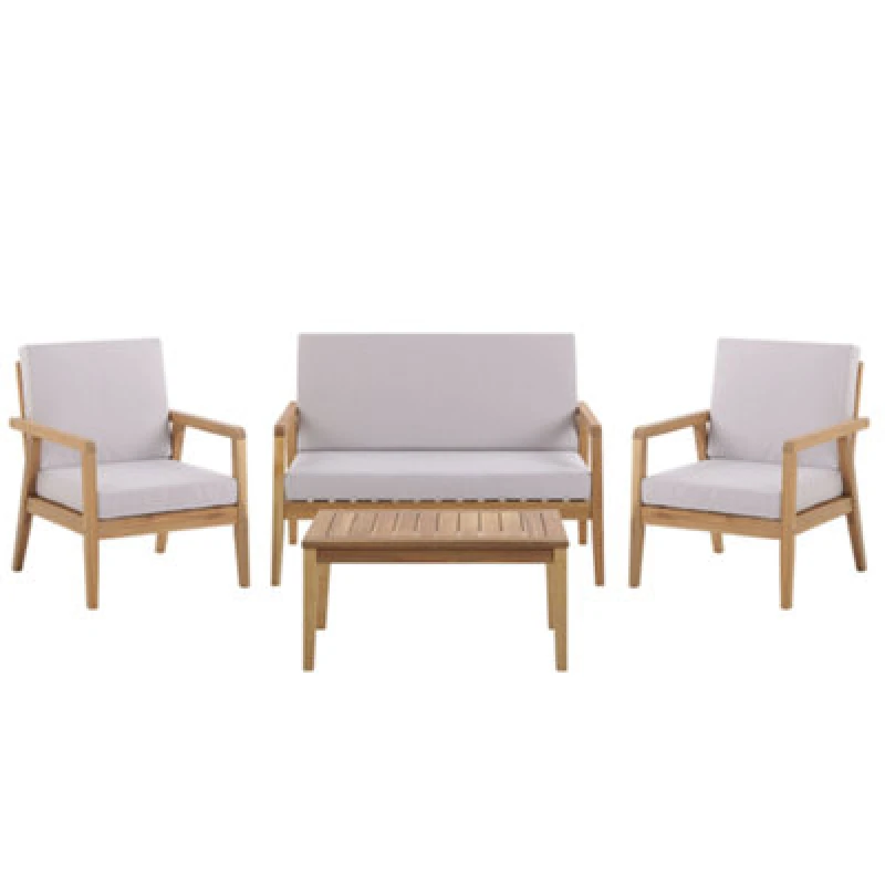 Image of Beliani Garden Lounge Set With Table 4 Seater Pallano Acacia Wood Taupe
