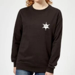 Image of Toy Story Sheriff Woody Badge Womens Sweatshirt - Black