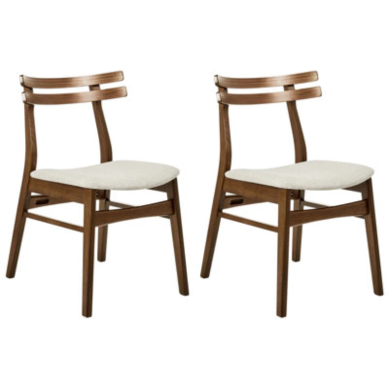 Image of Beliani Set Of 2 Dining Chairs Cynthiana Wood Light Beige