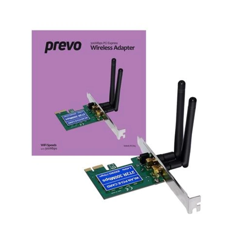Image of Prevo Prevo 300mbps N300 PCI Express Wireless Adapter with Additional Low Profile Bracket NPPRE-WAVE-PCW4