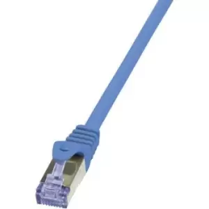 Image of LogiLink CQ3056S RJ45 Network cable, patch cable CAT 6A S/FTP 2m Blue Flame-retardant, incl. detent