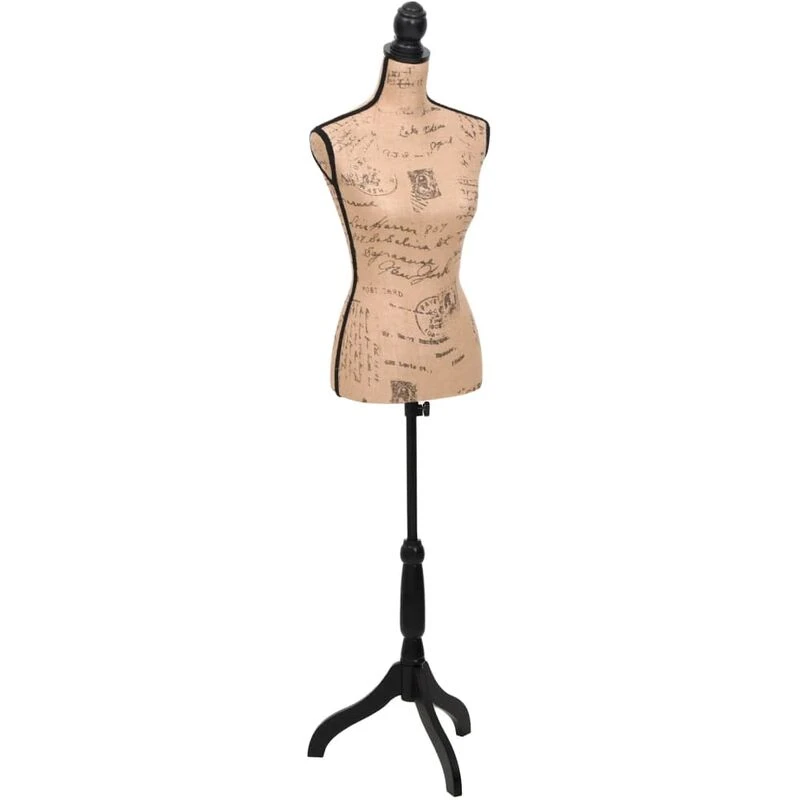 Image of vidaXL Ladies Bust Display Bust Brown Black Jute Female Mannequin Display, Brown 30029