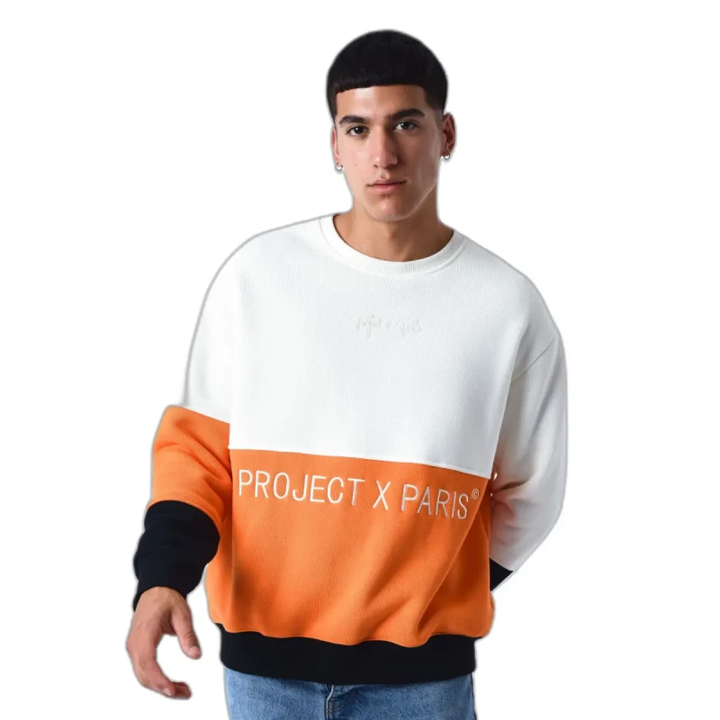 Image of Project X Paris Sweatshirt with Crewneck Project X Paris Colorblock Orange Male S