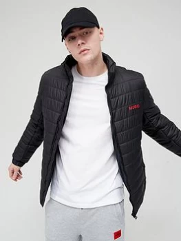 Image of HUGO Water Repellent Benti Padded Jacket - Black, Size L, Men