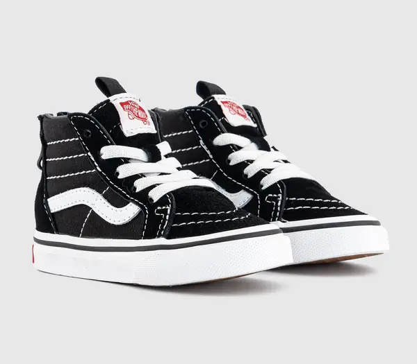 Image of Vans Kids Sk8 Hi Zip Toddler Black White, 9 Infant
