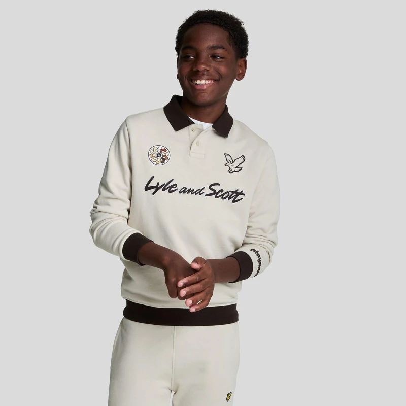 Image of Lyle and Scott Playmobil Collared Sweatshirt Beige male 10-11