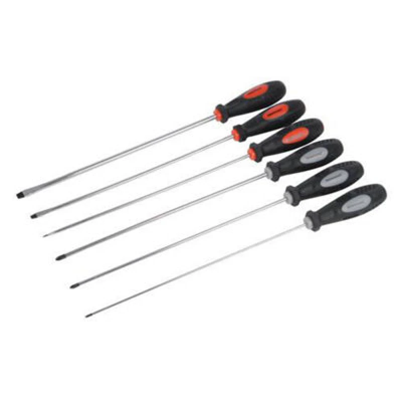 Image of Loops 6 Piece 325mm Extra Long Screwdriver Set Phillips Slotted 5.5mm 6.5mm 8.0mm Multi