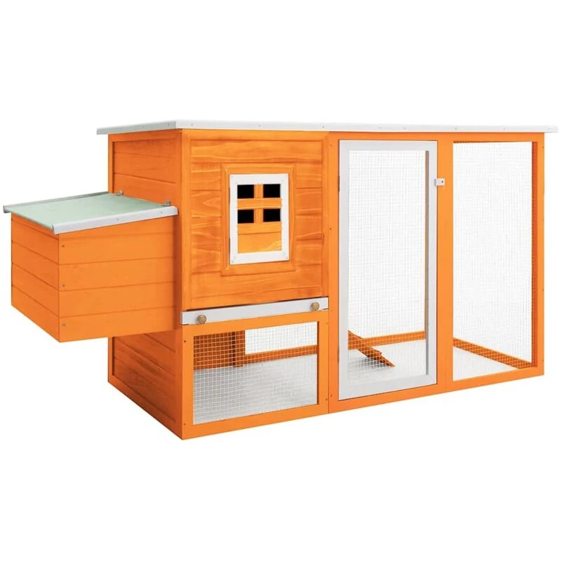 Image of vidaXL Outdoor Chicken Cage Hen House with 1 Egg Cage Wood Coop Carrier House