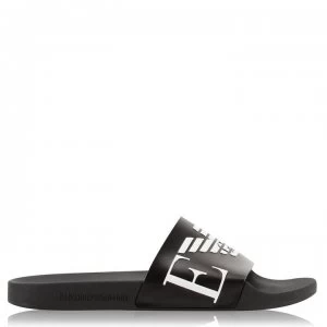 Image of Emporio Armani Monogram Sliders Black Size 8 Men