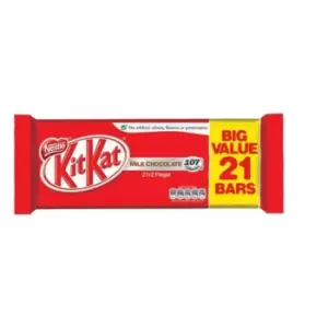 Image of Nestle Kit Kat Bars Milk Chocolate 2 Finger Ref 12278361, Pack of 21