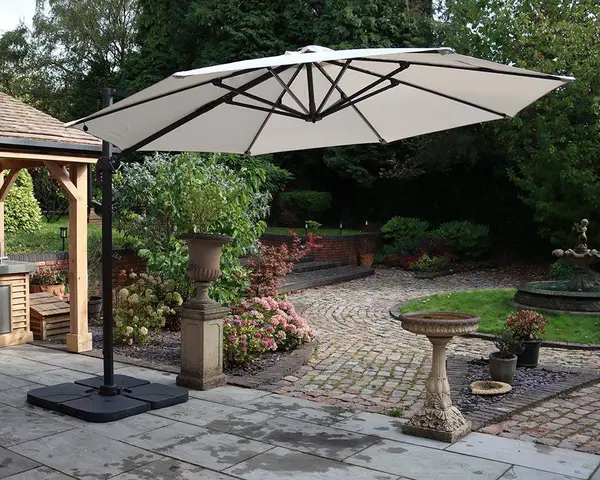 Image of Royalcraft 3.5m LED Cantilever - Metal Pole, 56 LED strip lights Ivory