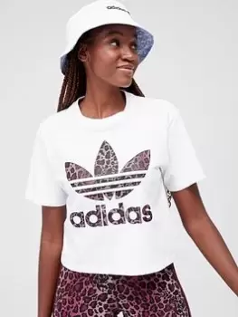 Image of adidas Originals Animal Logo T-Shirt - White, Size 8, Women