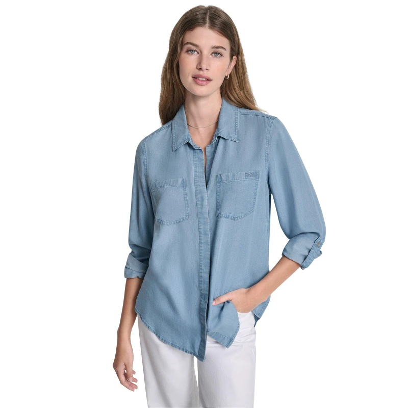 Image of DKNY Denim Shirt Ld62 Chambray female 8 (XS)