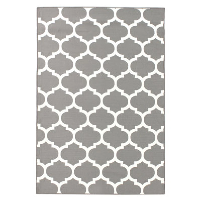 Image of Beliani Outdoor Rug Aksu Grey 140 X 200 Cm Reversible