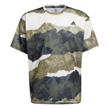 Image of adidas Earth Graphic Yoga T-Shirt Mens - Focus Olive / Black