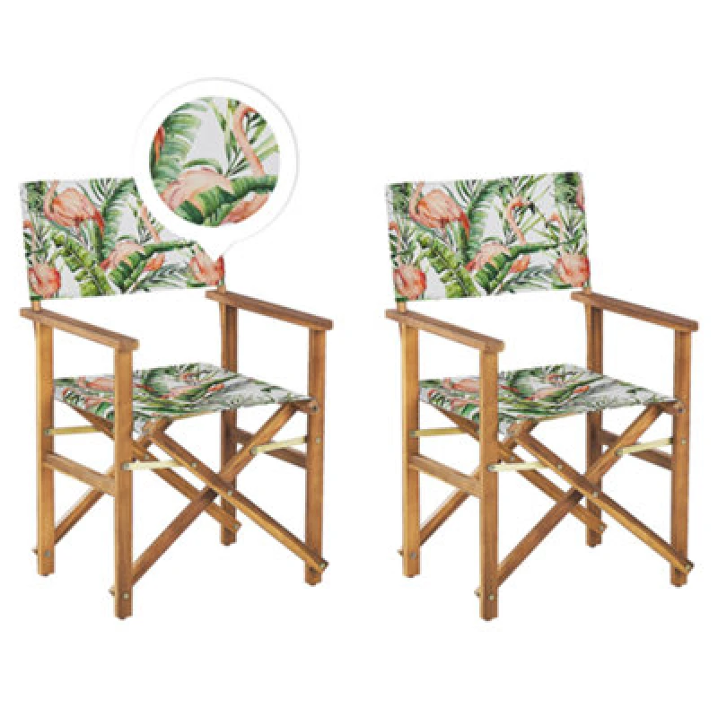 Image of Beliani Set Of 2 Garden Chairs Cine Acacia Wood Pink