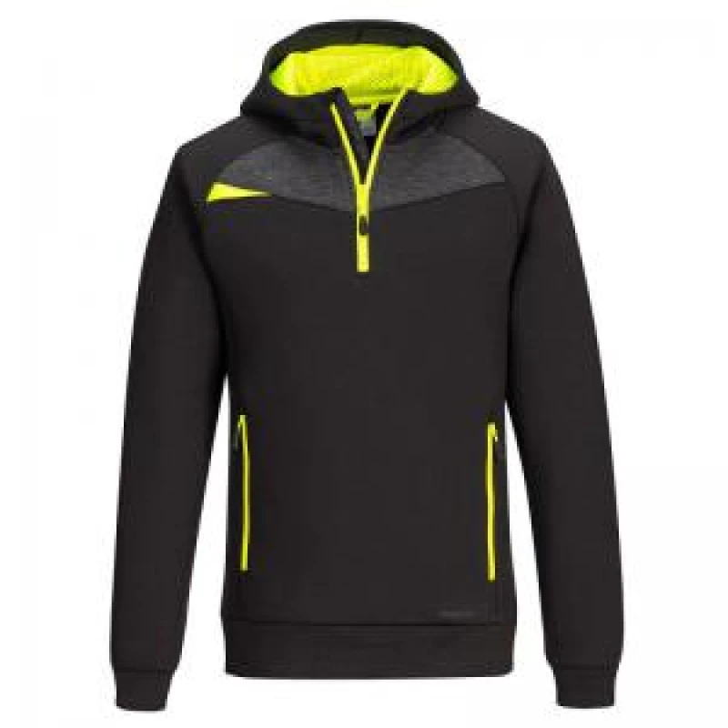 Image of Portwest DX4 Quarter Zip Hoodie DX467BKRM Colour: Black