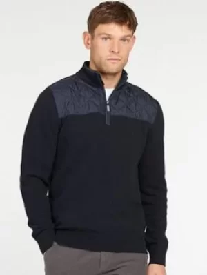 Image of Barbour Essential Diamond Quilt Half Zip, Navy Size M Men
