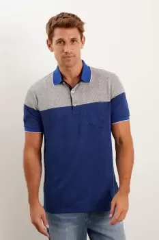 Image of Blue Jacquard Black Polo