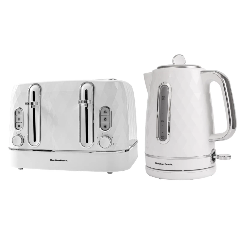 Image of Hamilton Beach Diamond Kettle & Toaster Set White White Unisex