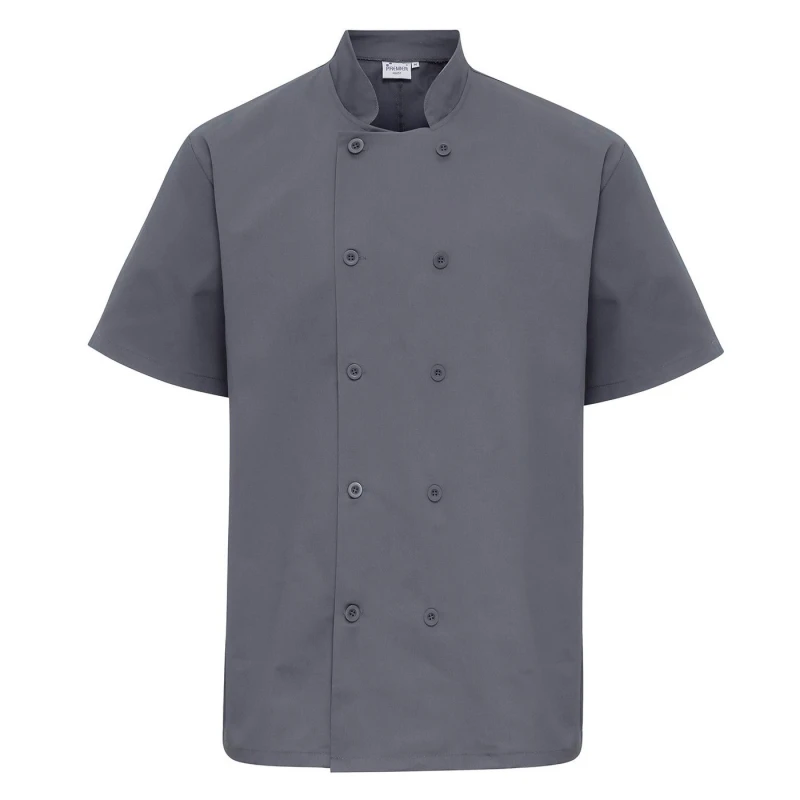 Image of Premier Premier Men Short-Sleeved Chef Jacket in Dark Grey Size: Medium Dark Grey M Male 5063527397720