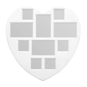 Image of Premier Housewares Multi Photo Frame Love Heart - White Plastic