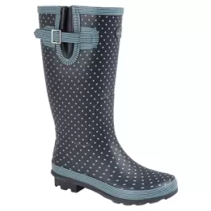 Image of Stormwells Womens/Ladies Polka Dot Wellington Boots (7 UK) (Pale Blue Polka Dot/Navy)