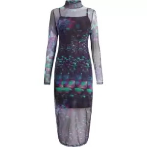Image of Calvin Klein Jeans Aop Mesh Long Sleeve Dress - Multi