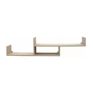 Image of floating two tier wall shelf - oak effect