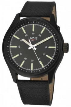 Image of Limit Mens Black Leather Strap Black Dial 5948.01 Watch