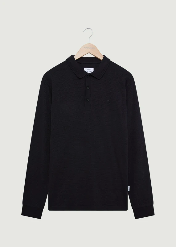 Image of Peter Werth Mens Barone LS Polo Shirt in Black Size: Small Black Male S