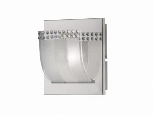 Image of Flush Wall Lamp Switched 1 Light Polished Chrome, Glass, Crystal
