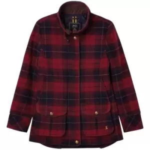 Image of Joules Womens Fieldcoat Tweed Jacket Red Tweed 12