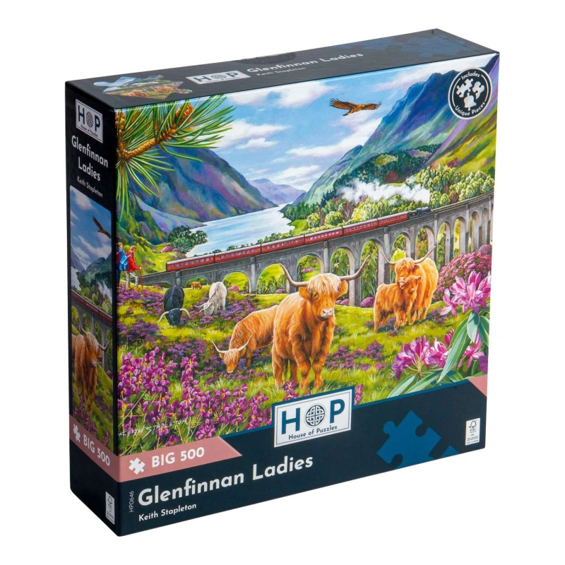 Image of The House Of Puzzles Glenfinnan Ladies, BIG 500 Piece Jigsaw Puzzle Multi unisex