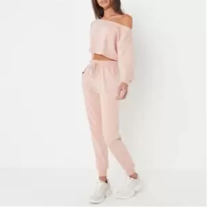 Image of Missguided Off Shoulder Sweat and Jogger Set - Pink