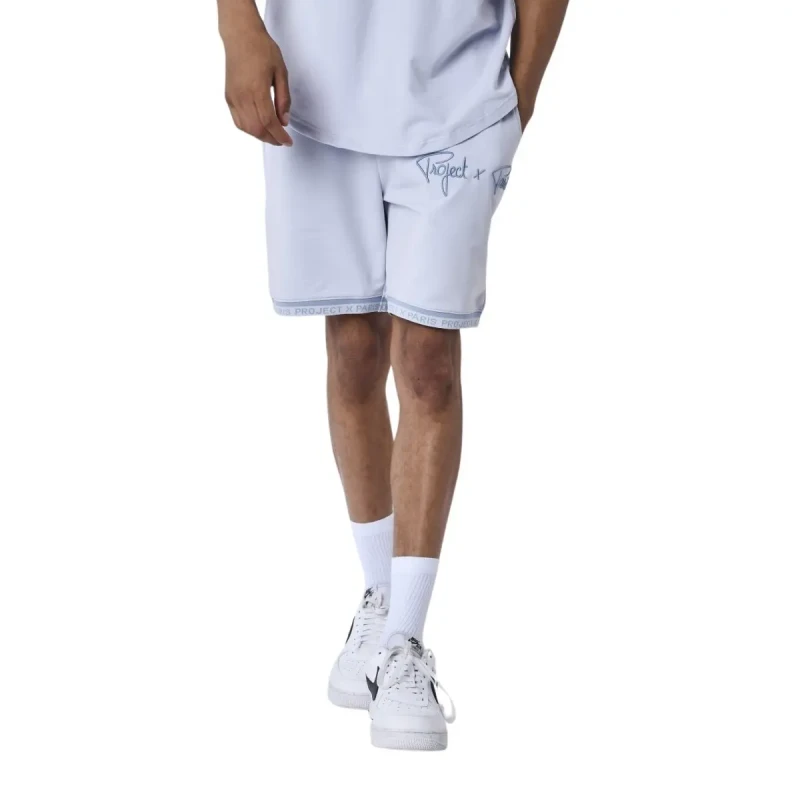 Image of Project X Paris Embroidered logo shorts Project X Paris Bleu Male L 2340019_FBFB2