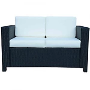 Image of Outsunny Rattan Double-Seat Sofa 860-031BK Black, Cream-White
