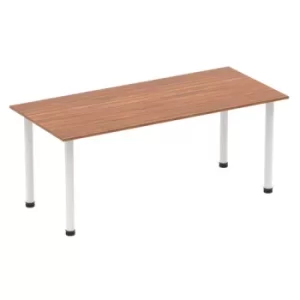 Image of Impulse 1800mm Straight Table Walnut Top White Post Leg