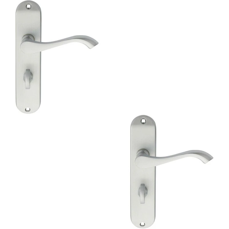Image of Loops 2x PAIR Curved Handle on Chamfered Bathroom Backplate 180 x 40mm Satin Chrome Multi